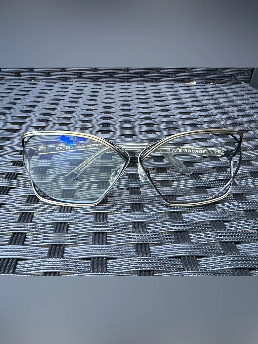 CADDIS Birdcage Eyeglass Frames 1.75 – Black / Clear – Frame Only